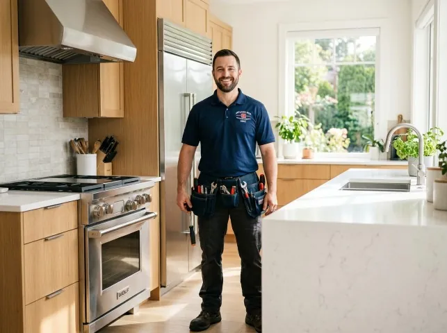 Appliance Repair Hero technician in a Bethel, DE kitchen after an appliance repair